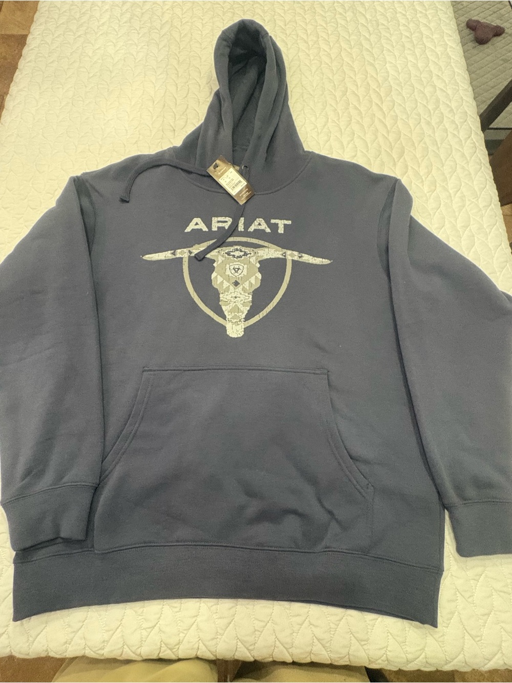 Ariat Men's Navy Hooded Sweatshirt with Cream Graphic